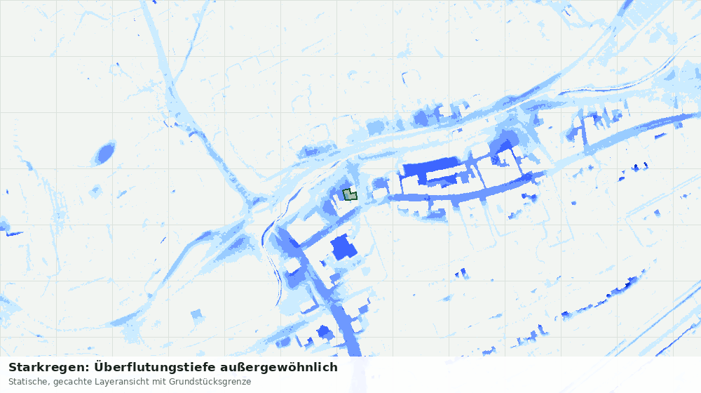 Statische Kartenansicht: Starkregen: Überflutungstiefe außergewöhnlich