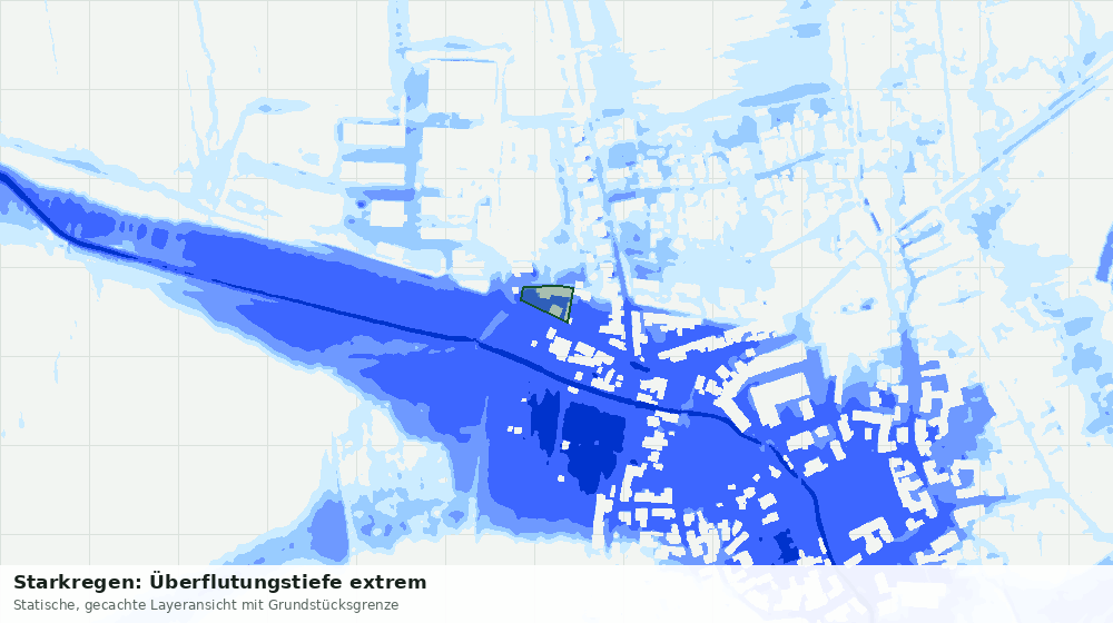 Statische Kartenansicht: Starkregen: Überflutungstiefe extrem
