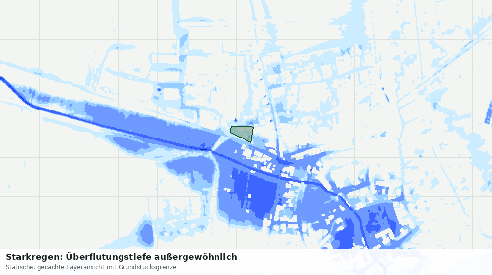 Statische Kartenansicht: Starkregen: Überflutungstiefe außergewöhnlich