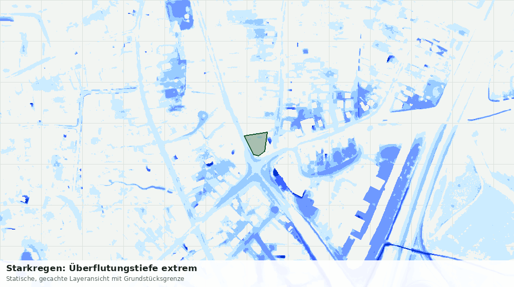 Statische Kartenansicht: Starkregen: Überflutungstiefe extrem