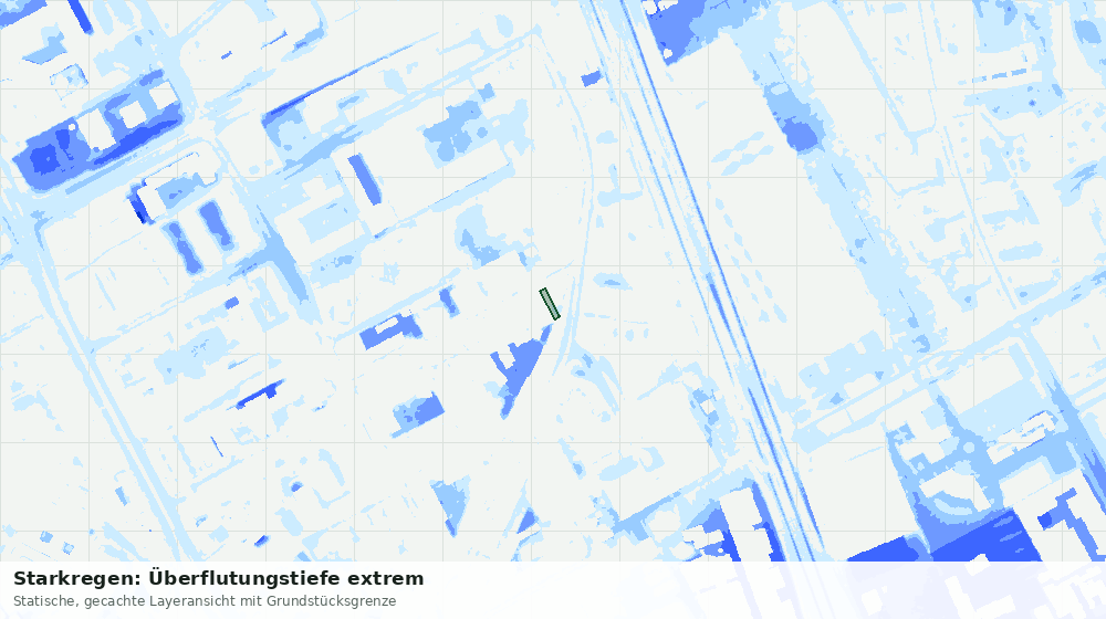 Statische Kartenansicht: Starkregen: Überflutungstiefe extrem