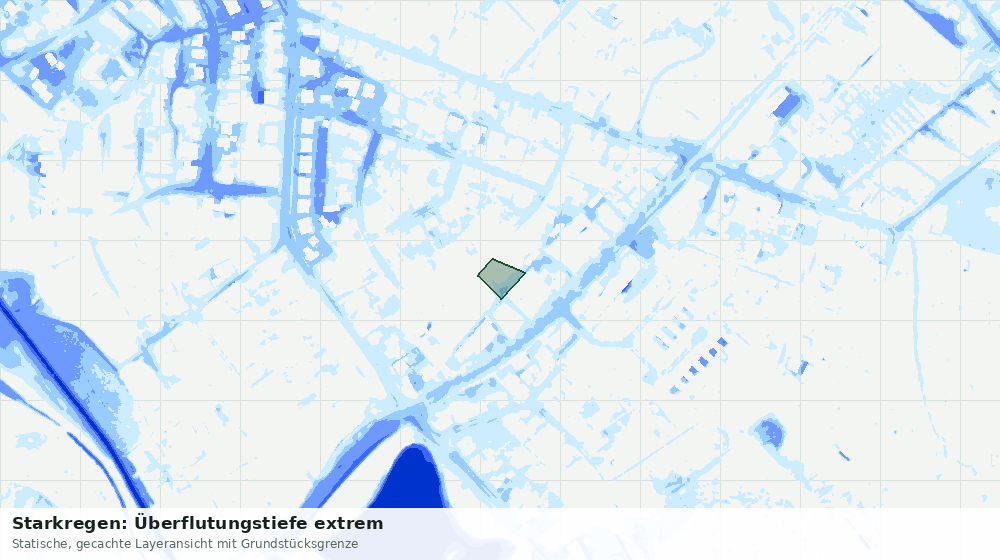 Statische Kartenansicht: Starkregen: Überflutungstiefe extrem