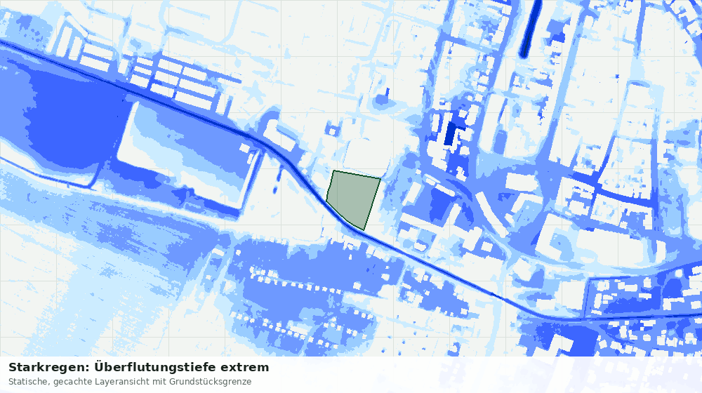 Statische Kartenansicht: Starkregen: Überflutungstiefe extrem