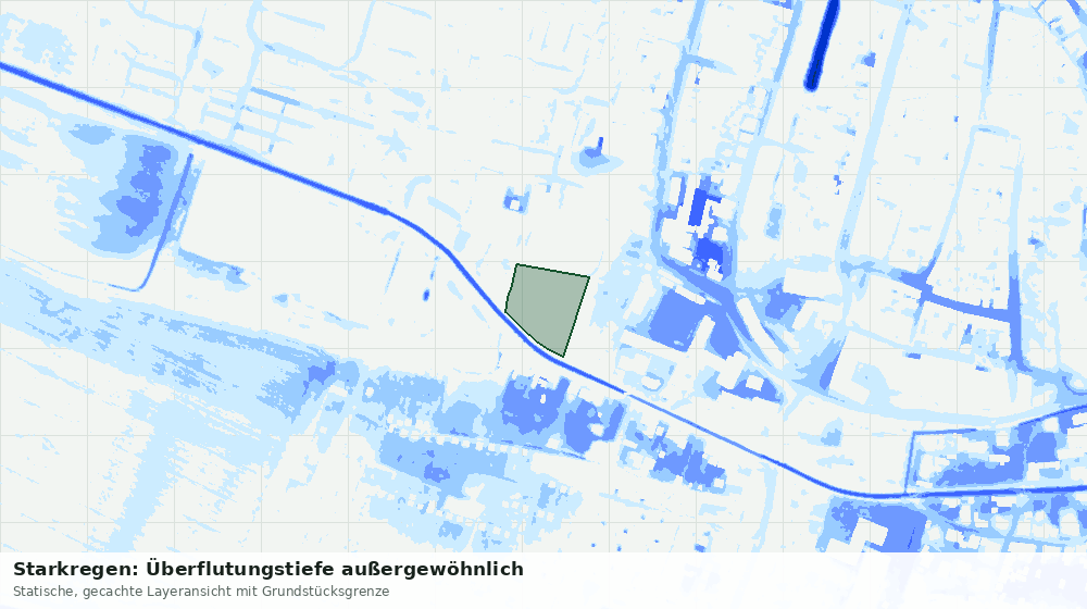 Statische Kartenansicht: Starkregen: Überflutungstiefe außergewöhnlich