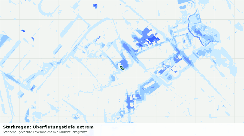 Statische Kartenansicht: Starkregen: Überflutungstiefe extrem