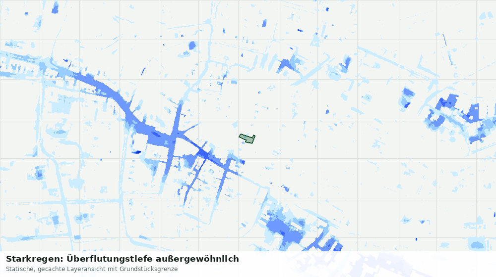 Statische Kartenansicht: Starkregen: Überflutungstiefe außergewöhnlich