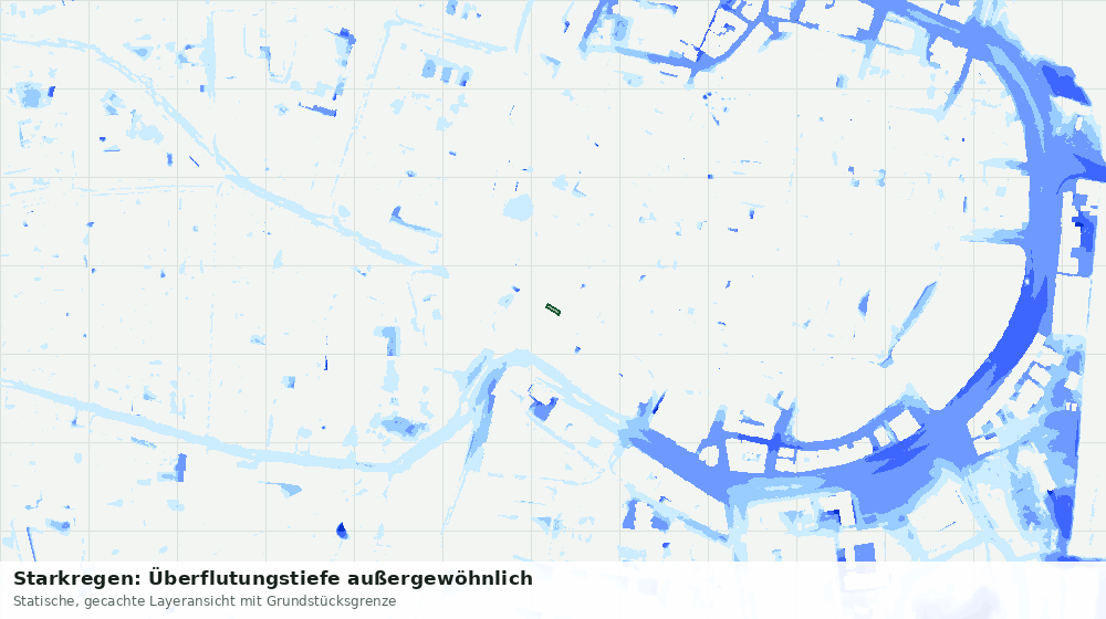 Statische Kartenansicht: Starkregen: Überflutungstiefe außergewöhnlich
