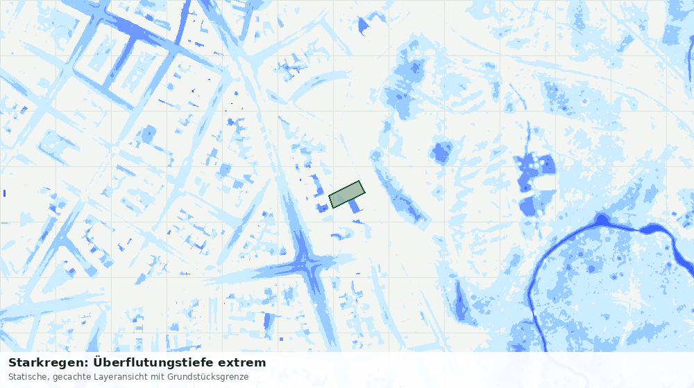 Statische Kartenansicht: Starkregen: Überflutungstiefe extrem