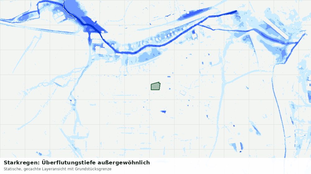 Statische Kartenansicht: Starkregen: Überflutungstiefe außergewöhnlich