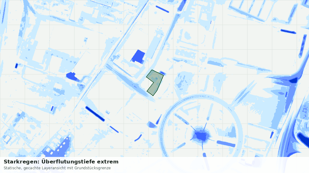Statische Kartenansicht: Starkregen: Überflutungstiefe extrem