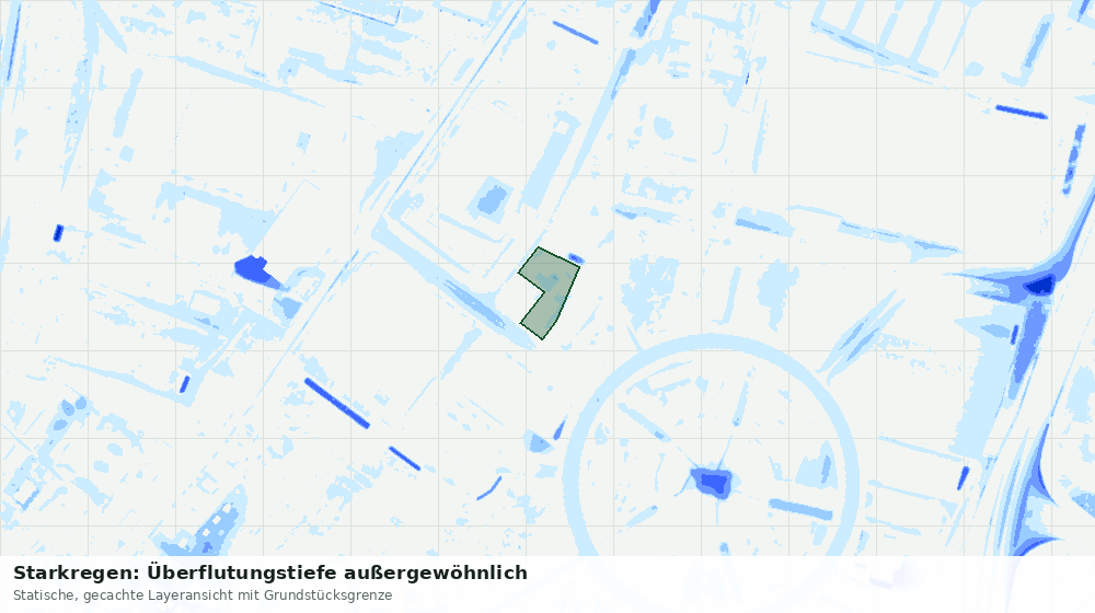 Statische Kartenansicht: Starkregen: Überflutungstiefe außergewöhnlich