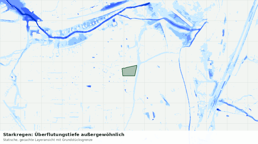Statische Kartenansicht: Starkregen: Überflutungstiefe außergewöhnlich