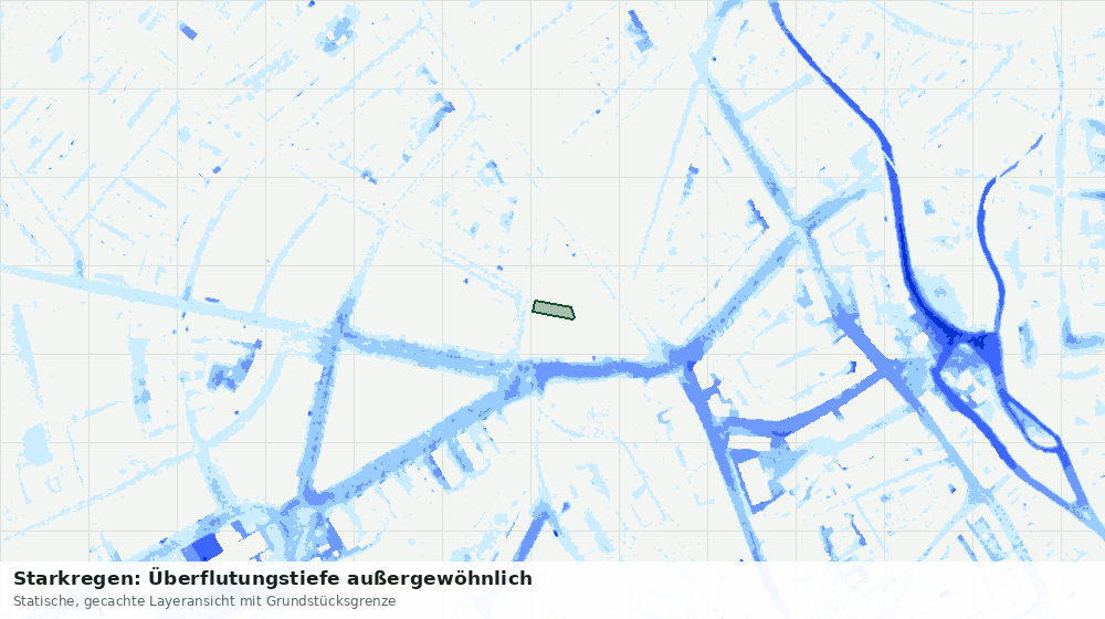 Statische Kartenansicht: Starkregen: Überflutungstiefe außergewöhnlich