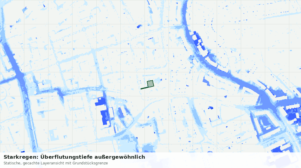 Statische Kartenansicht: Starkregen: Überflutungstiefe außergewöhnlich