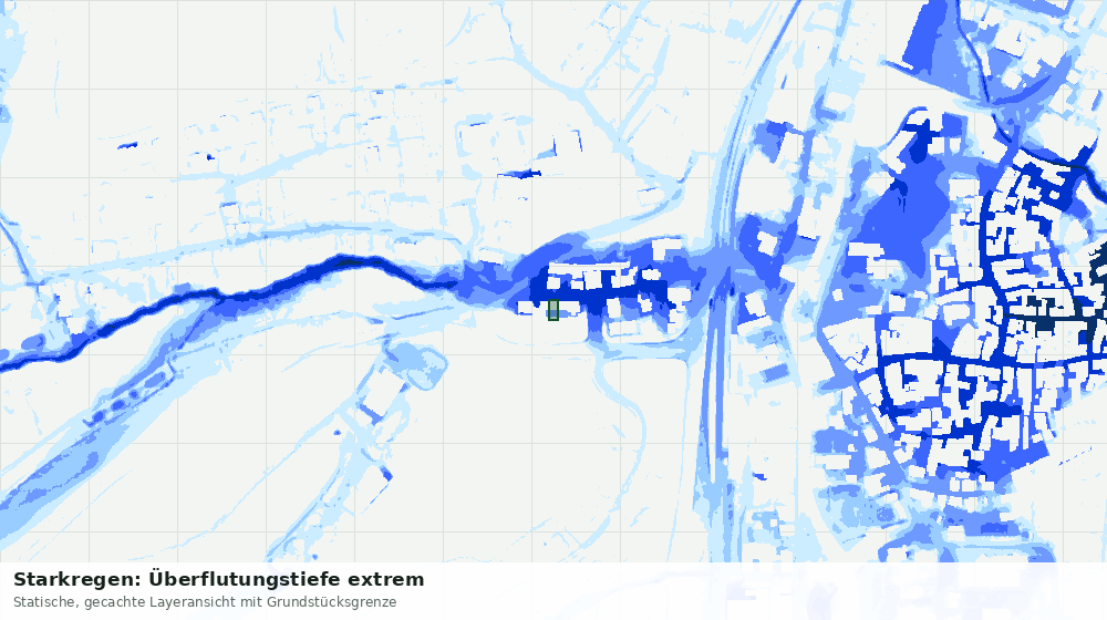 Statische Kartenansicht: Starkregen: Überflutungstiefe extrem