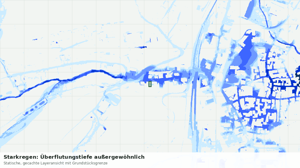 Statische Kartenansicht: Starkregen: Überflutungstiefe außergewöhnlich