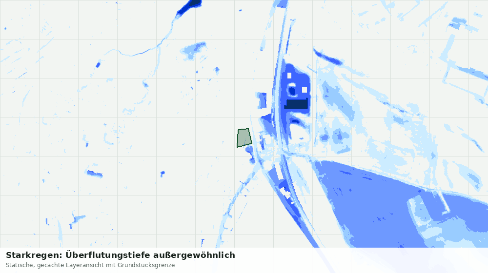 Statische Kartenansicht: Starkregen: Überflutungstiefe außergewöhnlich