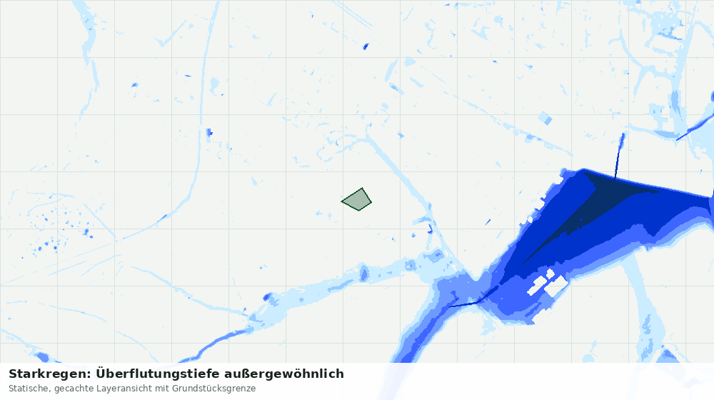 Statische Kartenansicht: Starkregen: Überflutungstiefe außergewöhnlich