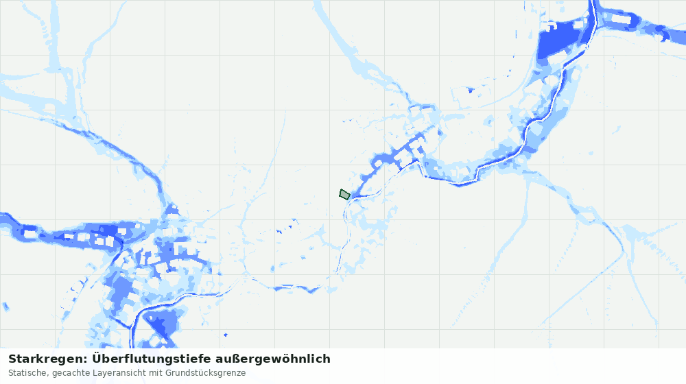 Statische Kartenansicht: Starkregen: Überflutungstiefe außergewöhnlich