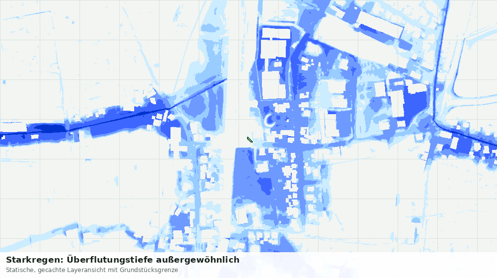 Statische Kartenansicht: Starkregen: Überflutungstiefe außergewöhnlich