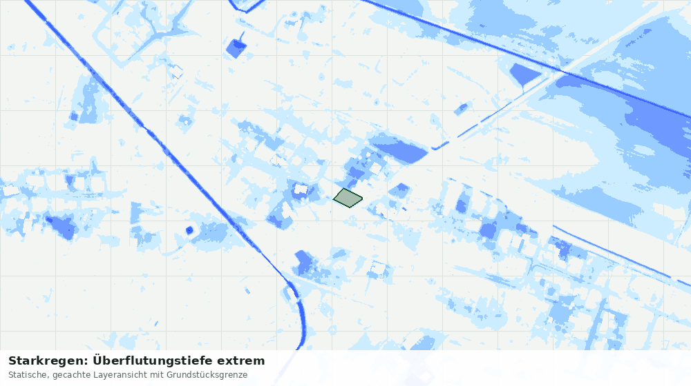 Statische Kartenansicht: Starkregen: Überflutungstiefe extrem
