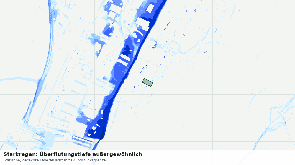 Statische Kartenansicht: Starkregen: Überflutungstiefe außergewöhnlich