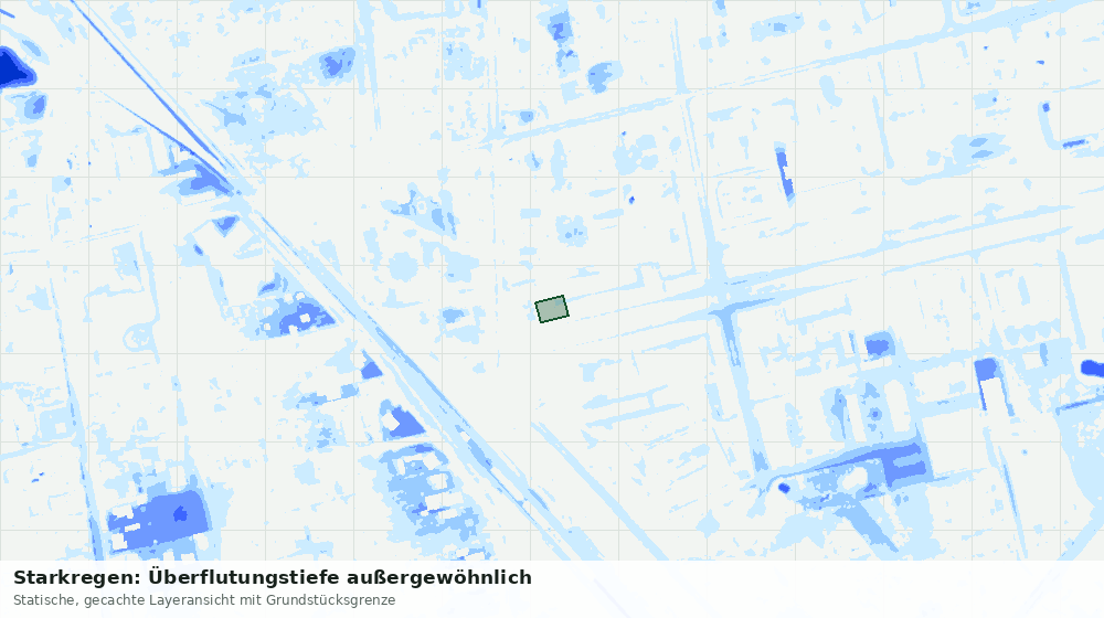 Statische Kartenansicht: Starkregen: Überflutungstiefe außergewöhnlich