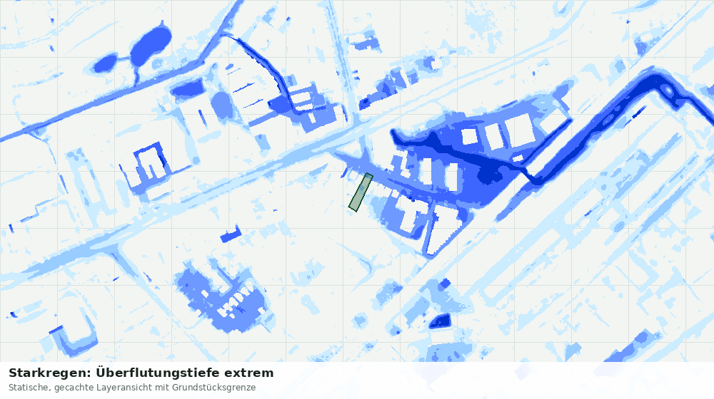 Statische Kartenansicht: Starkregen: Überflutungstiefe extrem
