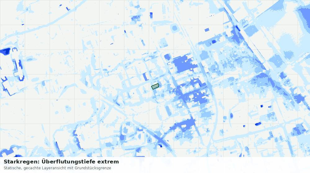 Statische Kartenansicht: Starkregen: Überflutungstiefe extrem