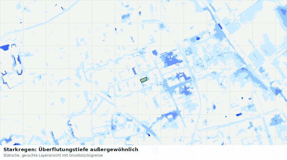 Statische Kartenansicht: Starkregen: Überflutungstiefe außergewöhnlich