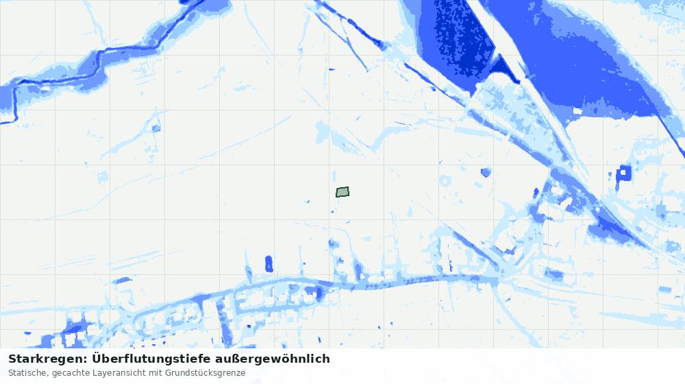 Statische Kartenansicht: Starkregen: Überflutungstiefe außergewöhnlich
