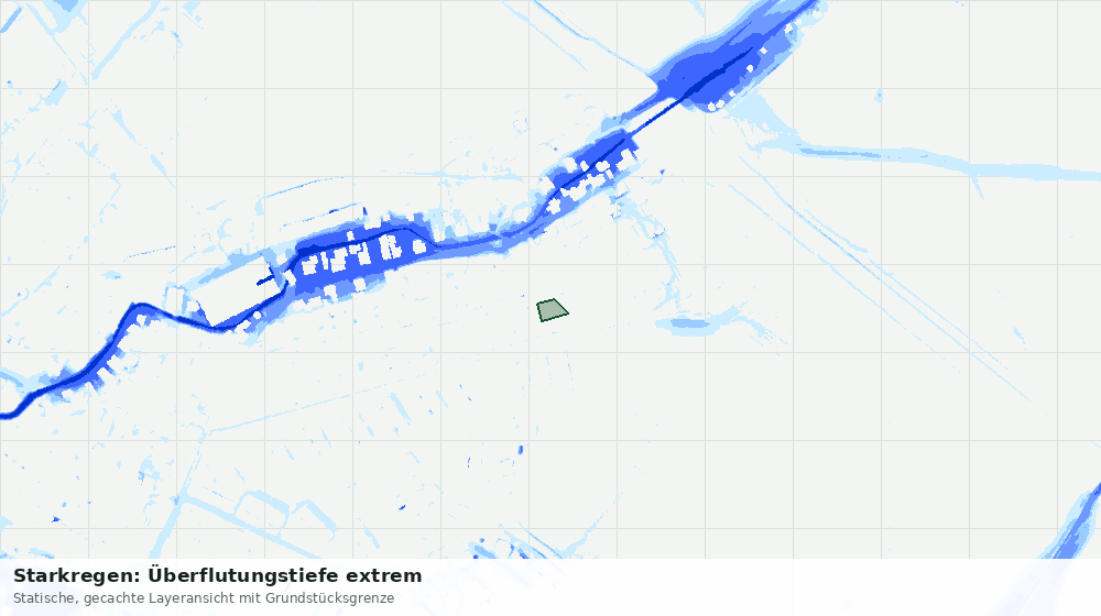 Statische Kartenansicht: Starkregen: Überflutungstiefe extrem