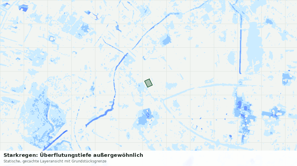 Statische Kartenansicht: Starkregen: Überflutungstiefe außergewöhnlich