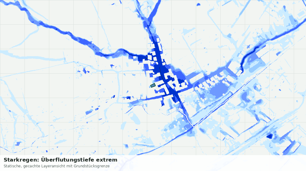 Statische Kartenansicht: Starkregen: Überflutungstiefe extrem
