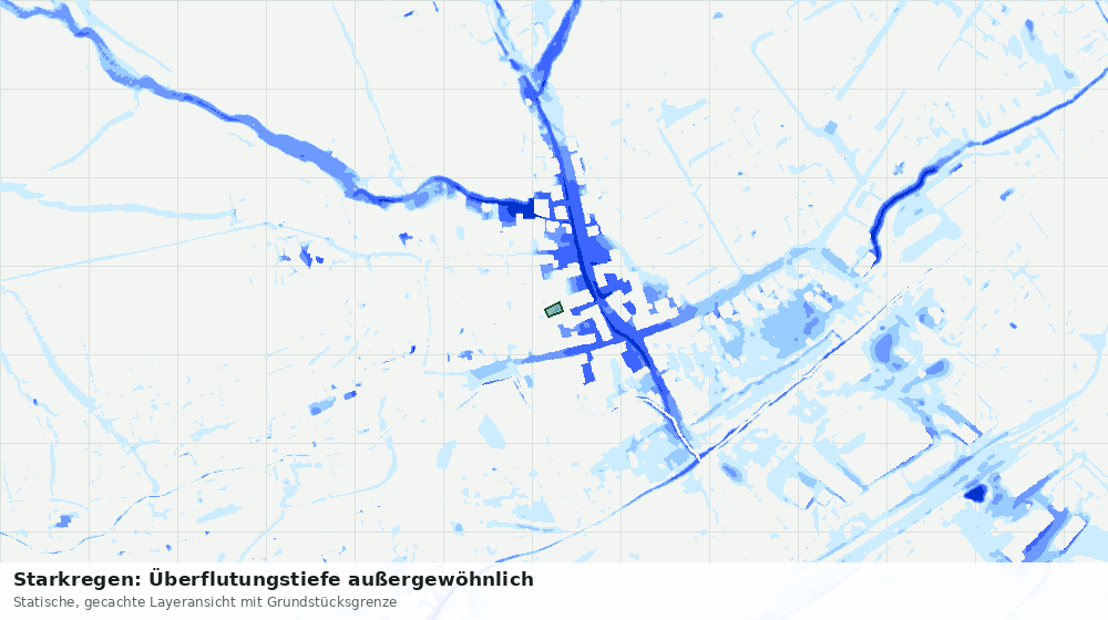 Statische Kartenansicht: Starkregen: Überflutungstiefe außergewöhnlich
