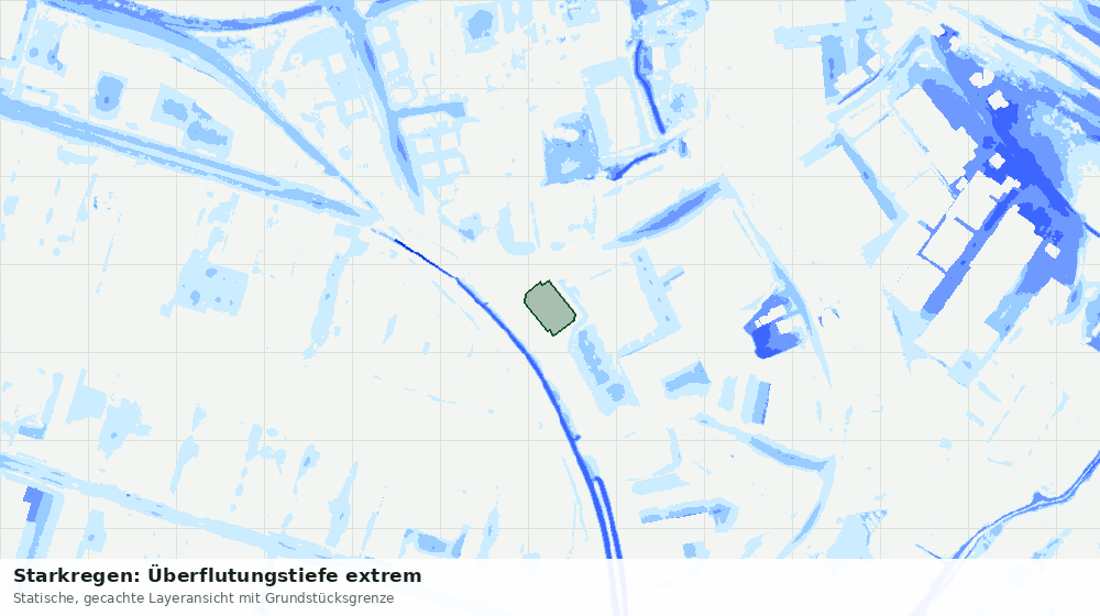 Statische Kartenansicht: Starkregen: Überflutungstiefe extrem