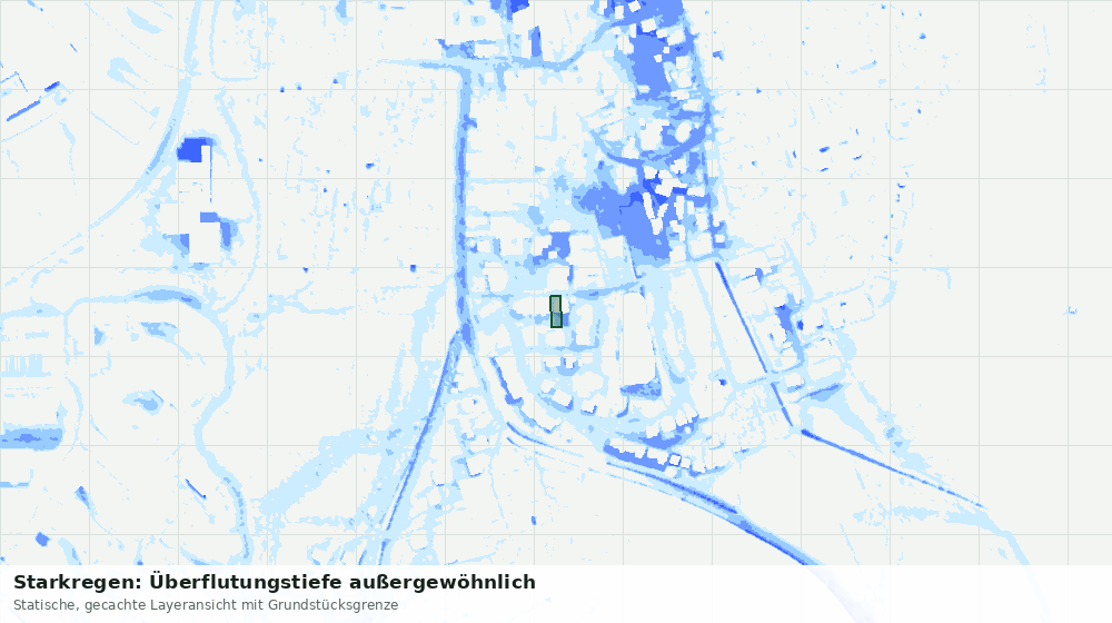 Statische Kartenansicht: Starkregen: Überflutungstiefe außergewöhnlich