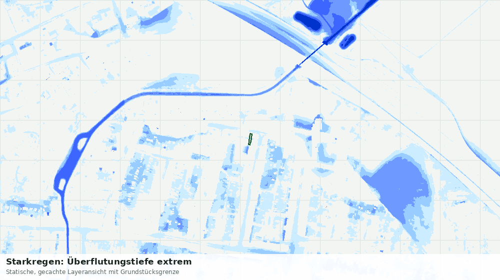 Statische Kartenansicht: Starkregen: Überflutungstiefe extrem