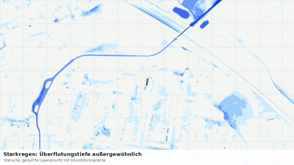 Statische Kartenansicht: Starkregen: Überflutungstiefe außergewöhnlich