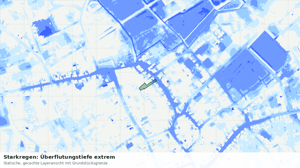 Statische Kartenansicht: Starkregen: Überflutungstiefe extrem