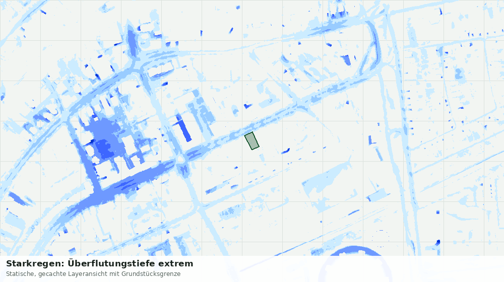 Statische Kartenansicht: Starkregen: Überflutungstiefe extrem