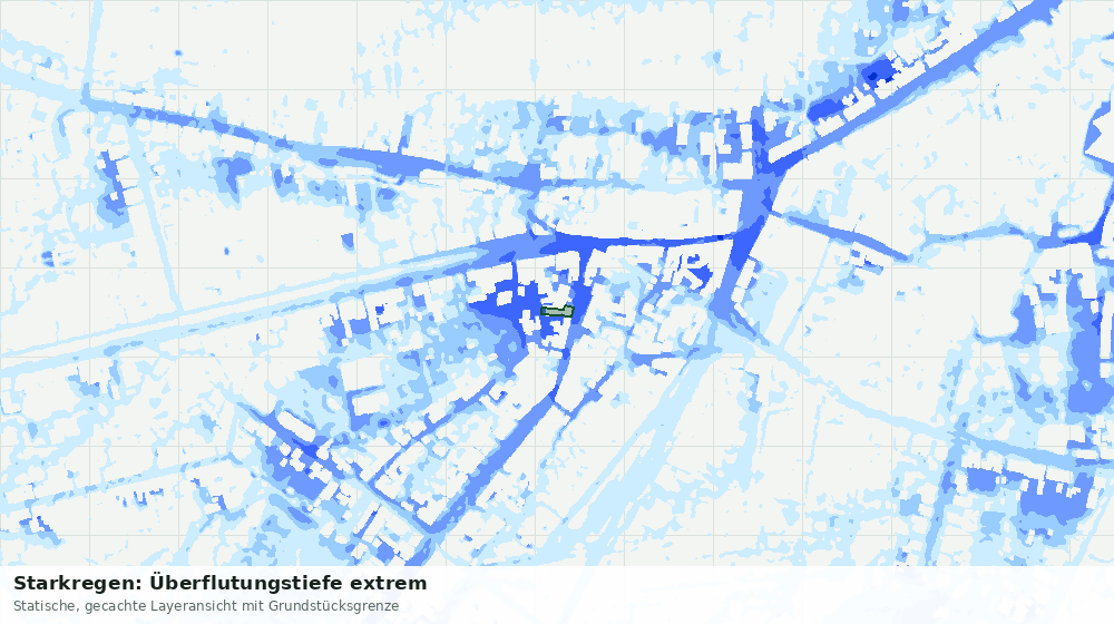Statische Kartenansicht: Starkregen: Überflutungstiefe extrem