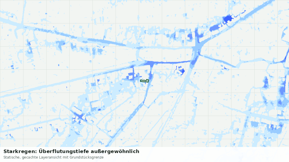 Statische Kartenansicht: Starkregen: Überflutungstiefe außergewöhnlich