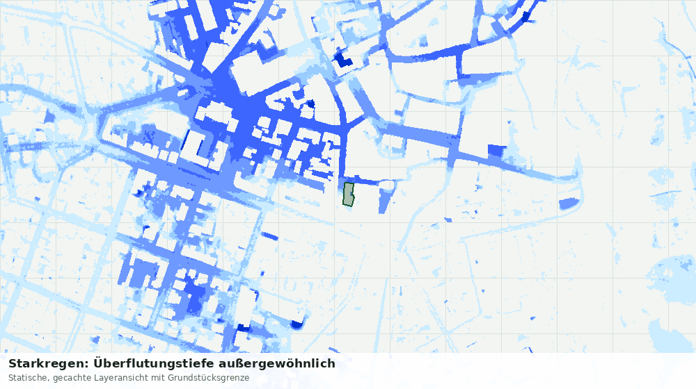 Statische Kartenansicht: Starkregen: Überflutungstiefe außergewöhnlich