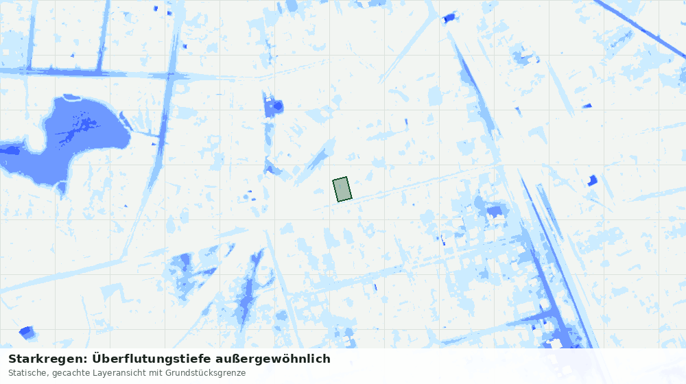 Statische Kartenansicht: Starkregen: Überflutungstiefe außergewöhnlich
