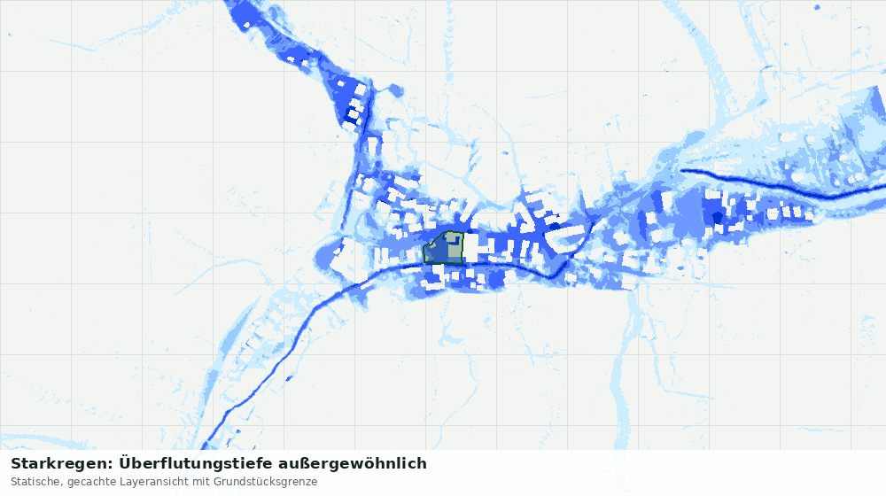 Statische Kartenansicht: Starkregen: Überflutungstiefe außergewöhnlich