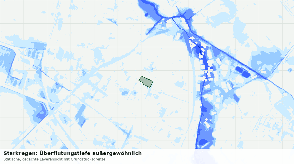 Statische Kartenansicht: Starkregen: Überflutungstiefe außergewöhnlich