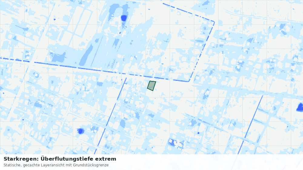 Statische Kartenansicht: Starkregen: Überflutungstiefe extrem