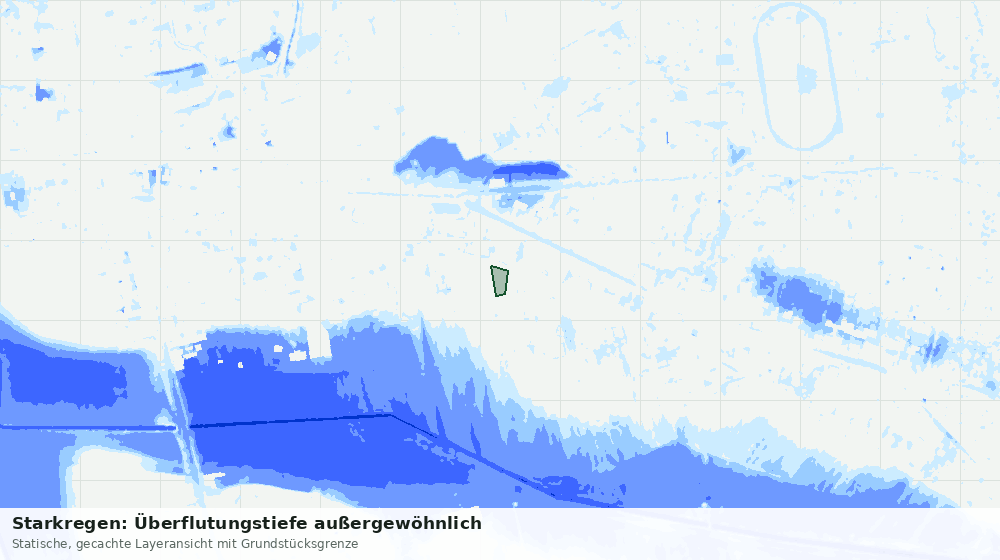 Statische Kartenansicht: Starkregen: Überflutungstiefe außergewöhnlich