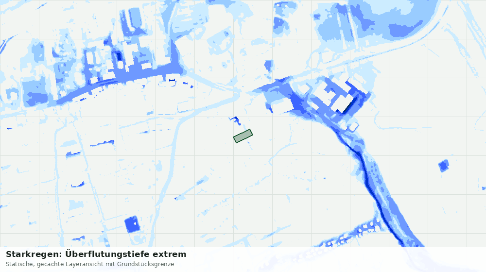 Statische Kartenansicht: Starkregen: Überflutungstiefe extrem
